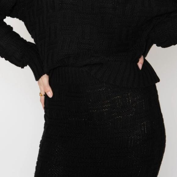 Callahan Revolve "Tony" Chunky Basketweave Knit Midi Skirt Slit NWT L - Picture 13 of 13